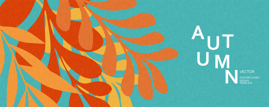 Autumn season poster, thanks giving cards or banner template with minimalist design pastel colours, vibrant leaves. Collection of Vintage autumn Flower Market posters with colorful fall leaves trendy.