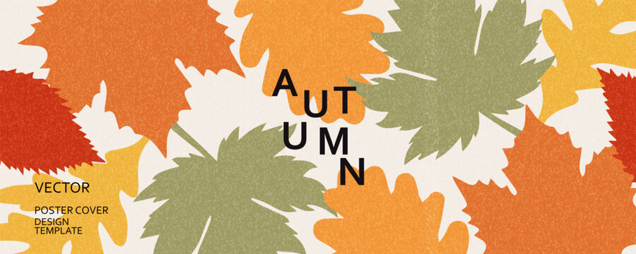 Autumn season poster, thanks giving cards or banner template with minimalist design pastel colours, vibrant leaves. Collection of Vintage autumn Flower Market posters with colorful fall leaves trendy.