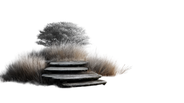 Stone steps in frosted grass - Powered by Adobe