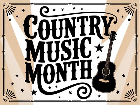 Celebrate country music month with a classic acoustic guitar and festive design