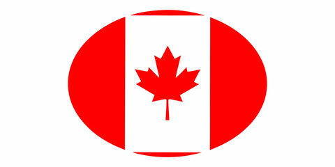 Circular canadian flag with red maple leaf and white background