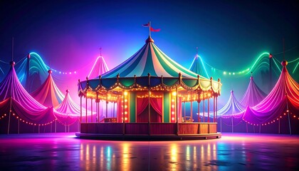 Neon circus tent at night