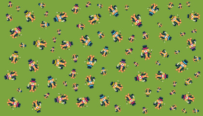 Magician Dog Random Pattern Vector