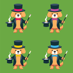 Magician Dog Cartoon Vector
