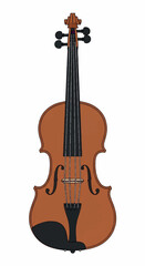 Fototapeta premium Classic Wooden Violin Musical Instrument Isolated on White Background.