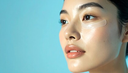 Close-up of woman's face with under-eye patches