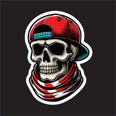 A vector of Skull Head wear red cap