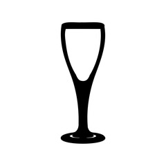 Elegant black silhouette of a champagne coupe glass on a white backdrop