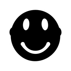 Simple black and white smiling face emoticon with round features design