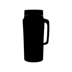 A stark black silhouette of a jar with a handle, simple design