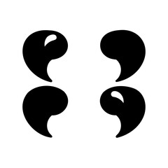 Four Black Comma Shaped Objects Arranged Symmetrically on a White Background
