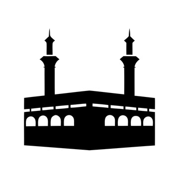 black kaaba silhouette on white background clip art preview