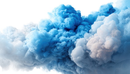 Explosive blue and white smoke cloud