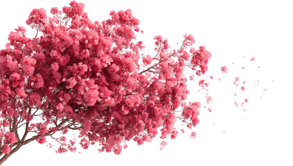 Pink blossom tree, scattered petals