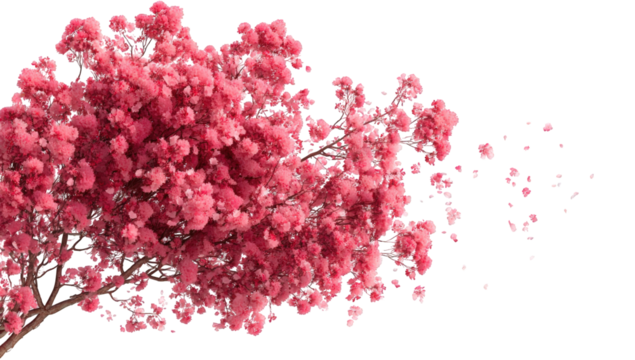 Pink blossom tree, scattered petals