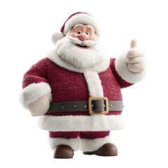 Cheerful cartoon Santa Claus with a white beard and red suit giving a thumbs up gesture