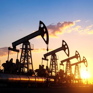 Oil rigs at sunset (1)