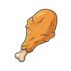 Crispy Fried Chicken Drumstick Cartoon Illustration.