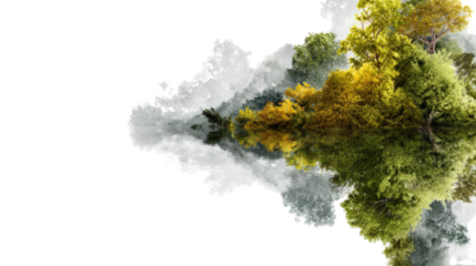 Misty forest reflection