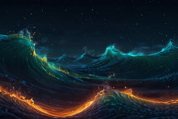 Abstract background showing ocean wave patterns with glowing effect.
