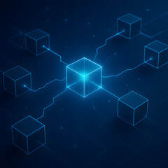 Fototapeta premium Dynamic blockchain network concept illustrating digital data security and technology