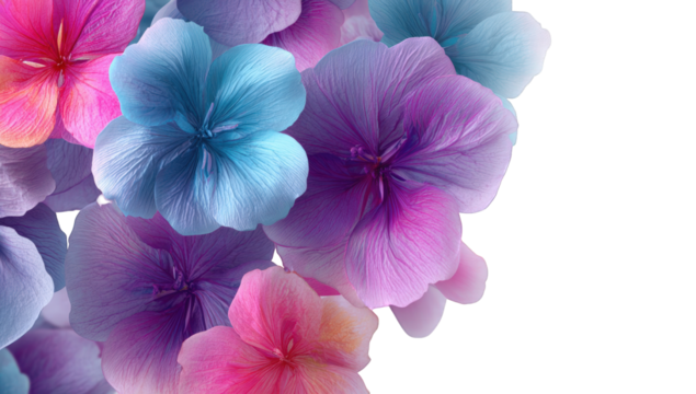 Vibrant floral cluster, pastel hues