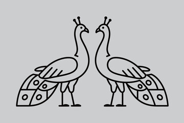 Obraz premium Symmetrical Peacock Silhouette Emblem