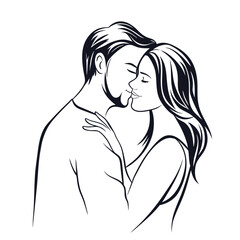 young couple or husband wife kissing  cartoon vector illustration