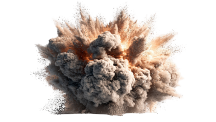 Explosion of a tan and gray cloud