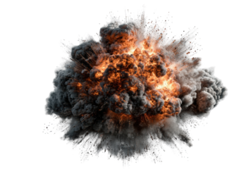 Explosion in a cloud of smoke and fire