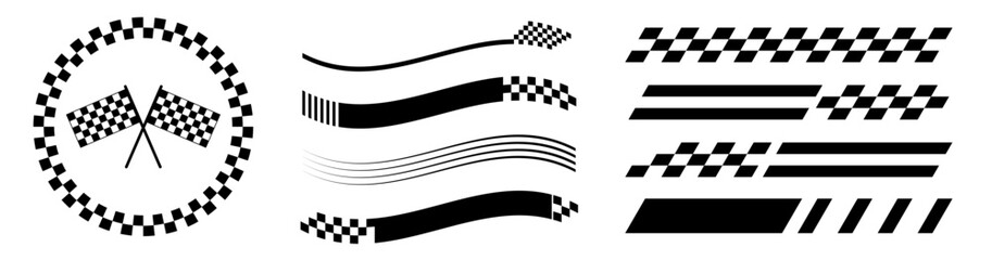 Checkered Champonship Racing Flags and Checker Borders.