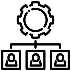 Employ Hierarchy Icon, Black And White Lined Icon Vector.