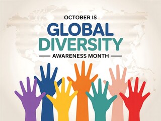 Celebrating global diversity awareness month with a vibrant display of raised hands