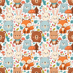 Fototapeta premium seamless pattern with funny animals