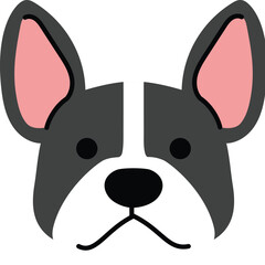 Happy French Bulldog Dog Breed Character, Friendly Puppy Head, Funny Adorable Doggy Face Cartoon illustration 