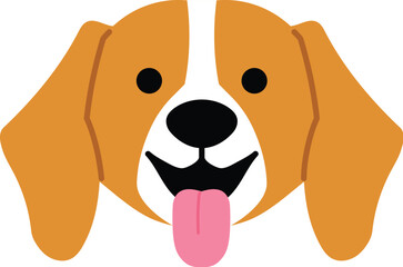 Happy Beagle Dog Breed Character, Friendly Puppy Head, Funny Adorable Doggy Face Cartoon illustration 