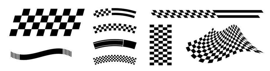 Auto Checkered Racing Flag Vector Collection.
