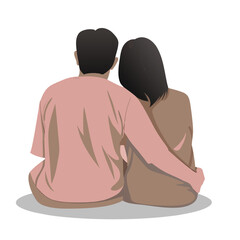 A Couple Sitting Side by Side Facing Away with a Warm Color Palette and Minimalist Style