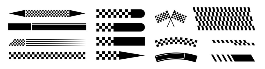 Auto Checkered Racing Finish Line Graphic Elements.