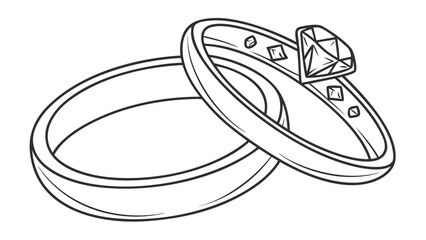 Elegant Wedding Rings Illustration Symbolizing Love and Commitment in a Minimalist Design Depicting Romance and Unity