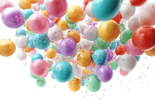 Colorful balloons in a celebratory burst