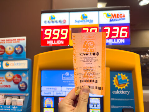 California Lottery Powerball Ticket With Jackpot Display