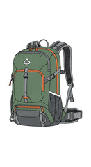Green and Orange Hiking Backpack for Outdoor Adventures.