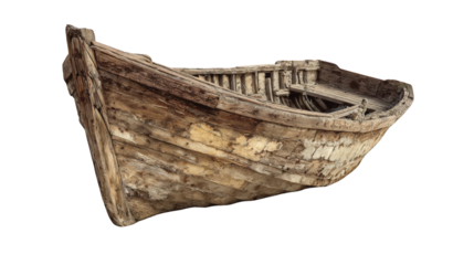 Aged wooden boat, isolated against black