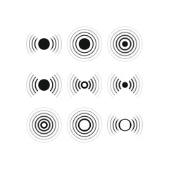 A versatile vector set of black and gray radar, sonar, and signal icons. Perfect for wireless technology, communication, and UI/UX design projects