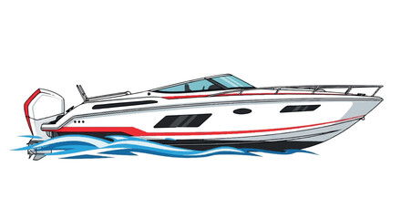 Luxury Speedboat on Water Illustration.