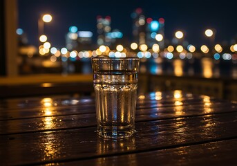 夜の静寂と水のきらめき