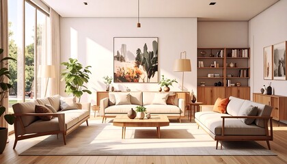 Fototapeta premium Sunny modern living room