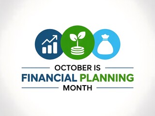 October is financial planning month celebrating growth investment and savings with insightful icons