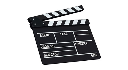 Obraz premium Movie clapperboard isolated on white background film production equipment.